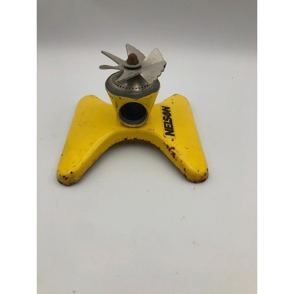 ZL Nelson Yellow‎ All Metal Whirling Vane Sprinkler Vintage Original